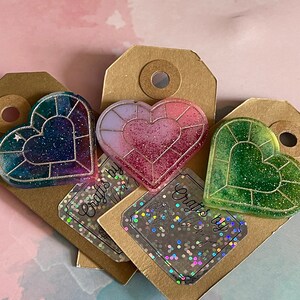 Crystal Heart Pins
