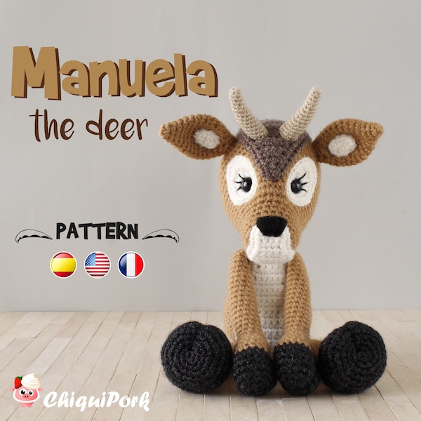 Patrón crochet Ciervo Amigurumi Ciervo pdf tutorial - Manuela el Ciervo