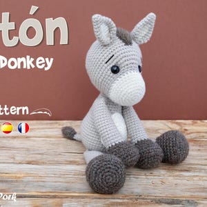 Patrón crochet Burro Amigurumi Burro pdf tutorial - Antón el burro