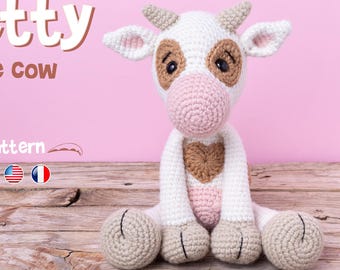 Virkmönster för ko Amigurumi-komönster pdf-handledning - Kon Betty