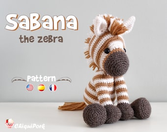 Crochet zebra pattern Amigurumi zebra pattern pdf tutorial - Sabana the zebra