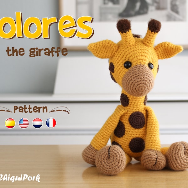 Patron de girafe au crochet, Amigurumi, tutoriel pdf pour le patron de girafe - DOLORES la girafe