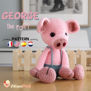 Patrón crochet Cerdito - Amigurumi Cerdo pdf tutorial - GEORGE el cerdito