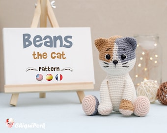 Crochet Cat Pattern Amigurumi cat pattern pdf tutorial - Beans the cat