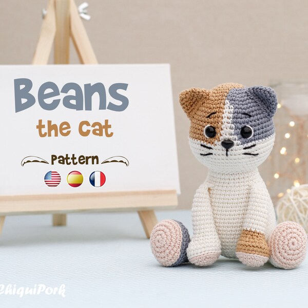 Patrón crochet Gato Amigurumi Gato pdf tutorial - Beans el gato