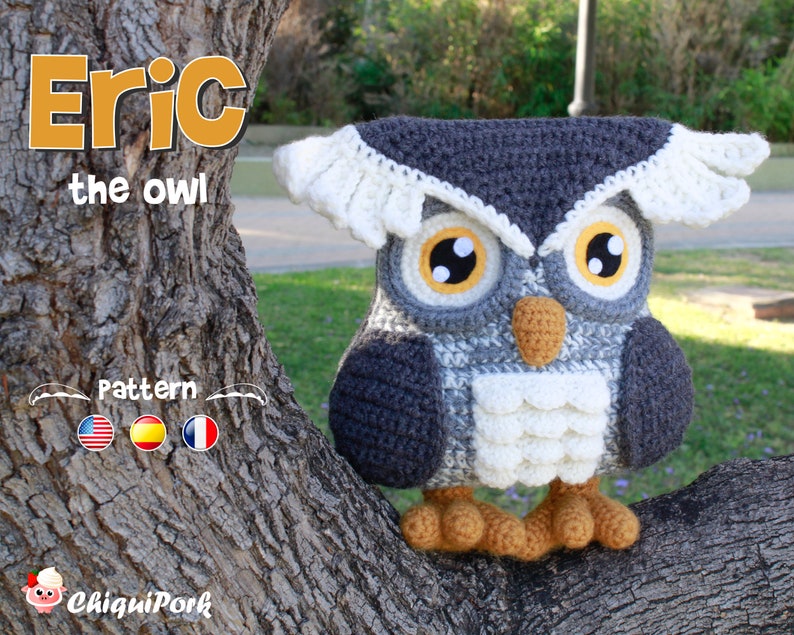 Crochet Owl PATTERN Amigurumi Owl pattern pdf tutorial Eric the Owl image 1
