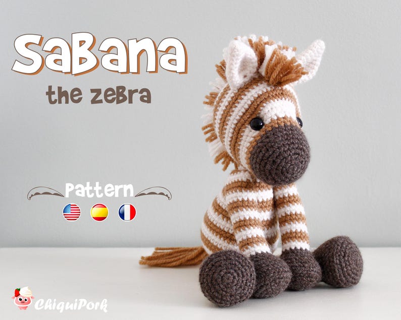 Crochet zebra pattern Amigurumi zebra pattern pdf tutorial - Sabana the zebra image 1