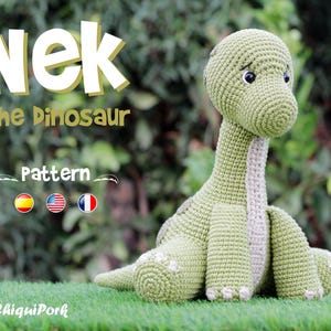 Crochet Dinosaur Pattern Amigurumi Dinosaur pattern pdf tutorial - Nek the dinosaur