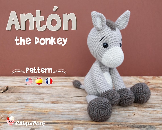 Crochet Donkey PATTERN Amigurumi Donkey pattern pdf tutorial - Antón the Donkey