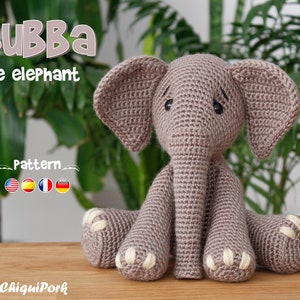 Crochet elephant Pattern Amigurumi pattern elephant pdf tutorial Bubba the elephant image 1