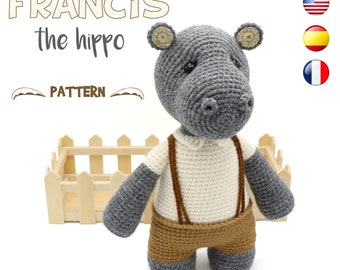 Hippo crochet PATTERN, Amigurumi hippo pattern pdf tutorial - FRANCIS the hippo