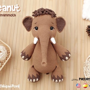 Mammoth Crochet Pattern, Mammoth Amigurumi pattern pdf tutorial - Peanut the mammoth