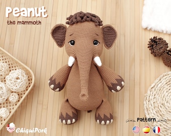 Mammoth Crochet Pattern, Mammoth Amigurumi pattern pdf tutorial - Peanut the mammoth