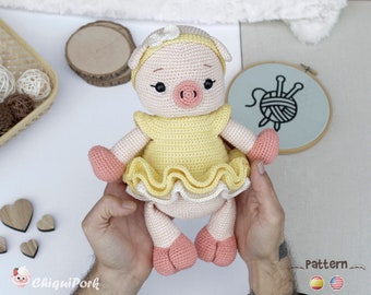 Cute Pig Crochet Pattern, Piggy Amigurumi pattern pdf tutorial