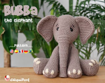 Crochet elephant Pattern Amigurumi pattern elephant pdf tutorial - Bubba the elephant