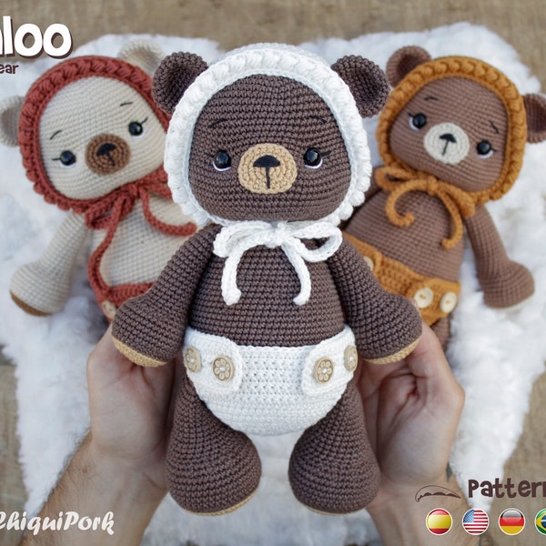 Teddybär Häkelanleitung, Bär Amigurumi Anleitung, PDF Anleitung - Baloo der Bär