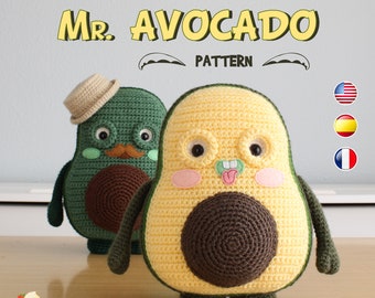 Avocado crochet PATTERN, Amigurumi avocado pattern pdf tutorial - Mr AVOCADO