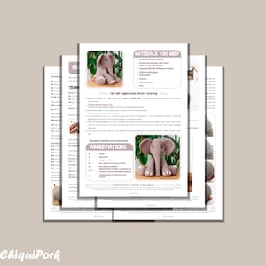 Crochet elephant Pattern Amigurumi pattern elephant pdf tutorial Bubba the elephant image 2