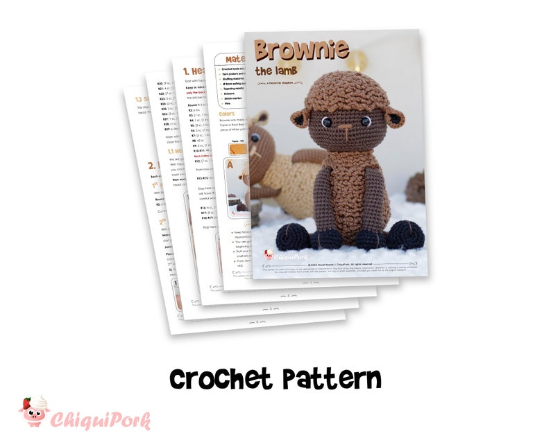 Crochet Lamb Pattern Amigurumi Sheep pattern pdf tutorial Brownie l'agneau image 2