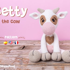 Crochet Cow PATTERN Amigurumi Cow pattern pdf tutorial Betty the cow image 1