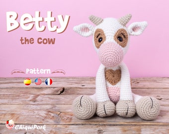 Crochet Cow PATTERN Amigurumi Cow pattern pdf tutorial - Betty the cow