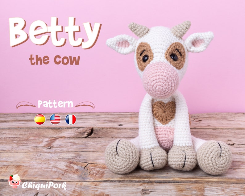 Crochet Cow PATTERN Amigurumi Cow pattern pdf tutorial Betty the cow image 1