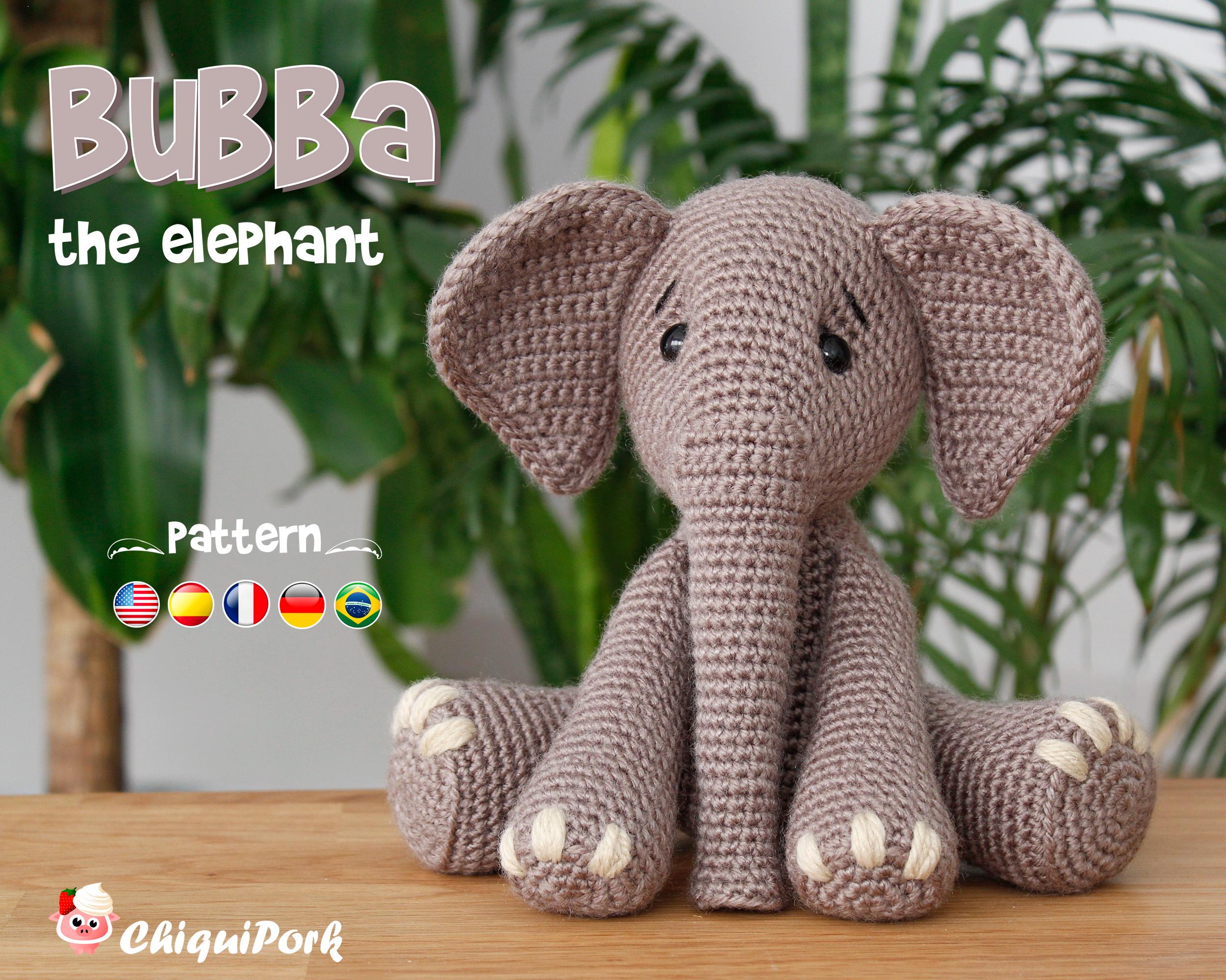30 Elephant Crochet Patterns for Amigurumi, Plushies, Loveys, and Nursery Decor 30 Bubba the Elephant Amigurumi PDF Tutorial