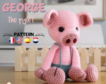 Crochet Pig PATTERN, Amigurumi piglet pattern pdf tutorial - GEORGE the piglet