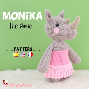 Amigurumi pattern Rhino Crochet PATTERN Amigurumi pdf tutorial - MONIKA the Rhino