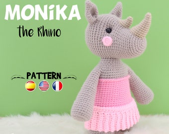 Amigurumi pattern Rhino Crochet PATTERN Amigurumi pdf tutorial - MONIKA the Rhino