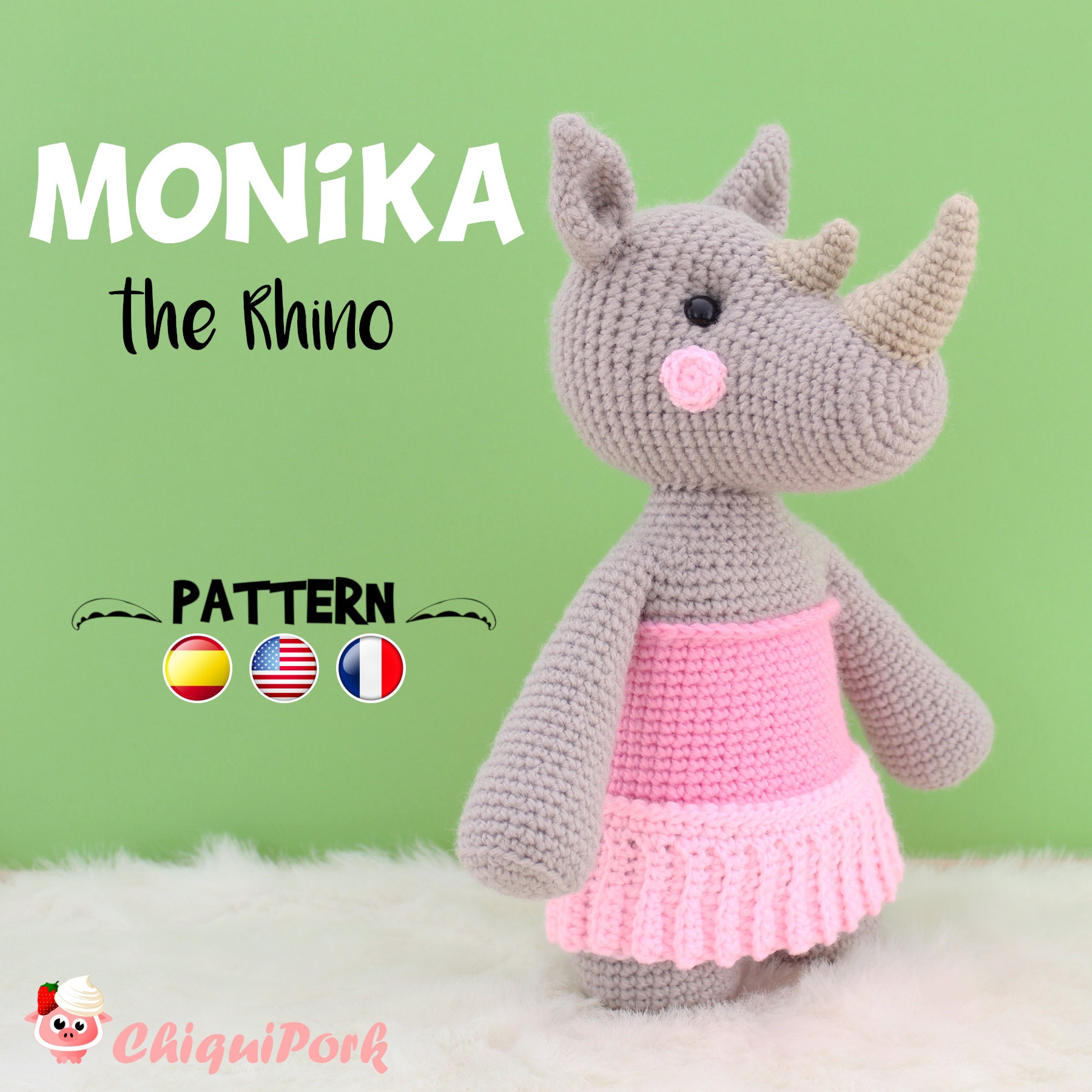 Patron Crochet Rinoceronte Receta Amigurumi Rinoceronte Pdf Etsy