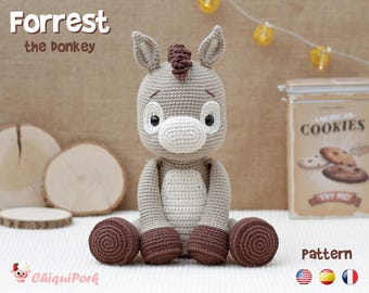 Donkey Crochet Pattern, Donkey Amigurumi pattern pdf tutorial - Forrest the donkey