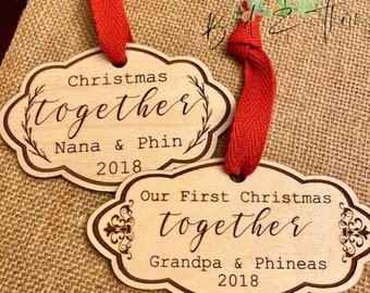 Our first Christmas together, baby’s first Christmas, first Christmas ornament, laser engraved, wood ornament