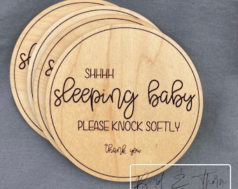 Baby Sleeping, No Soliciting, small sign, for door, above doorbell, please knock