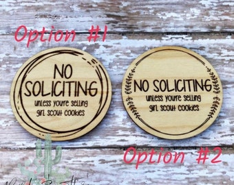 No Soliciting, small sign, for door, or above doorbell, cookies, girl scout, girl scout cookies