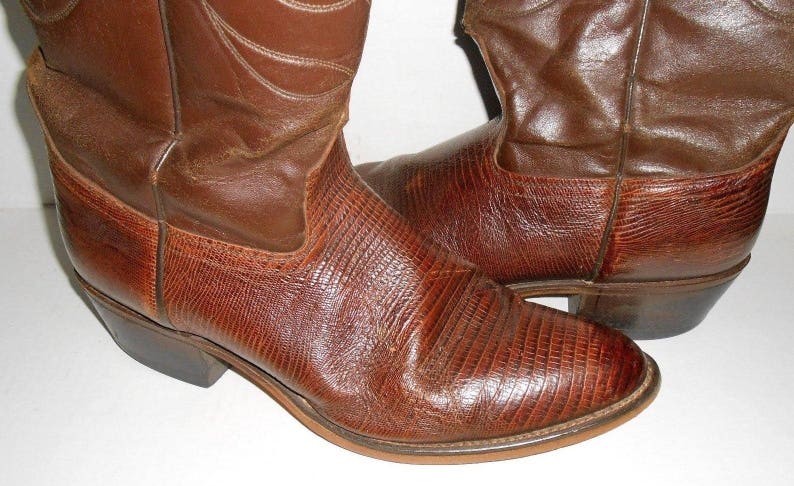 Bottes vintage Acme Buckaroo cuir marron cowboy homme 10 D fabriquées