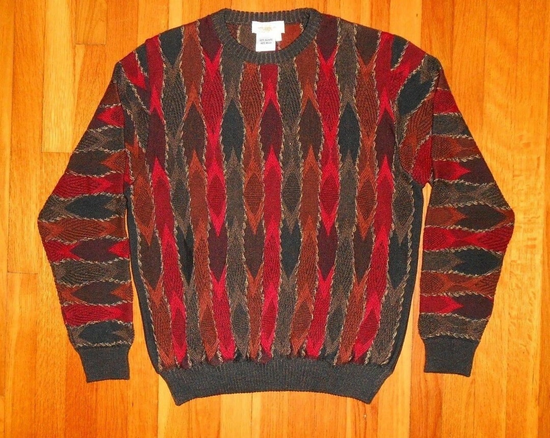 Montechiaro Medium Sweater Red Gray Brown Multi Color ITALY - Etsy