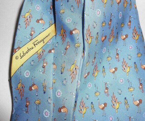 Salvatore Ferragamo Blue Yellow Silk Tie Monkey B… - image 7