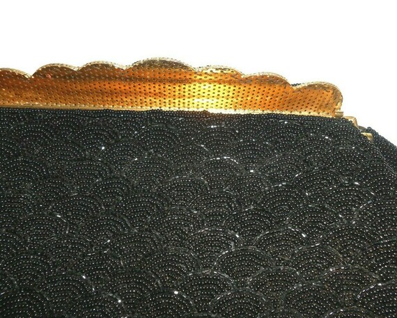 Black Fan Beaded Top Handle Handbag by Kisha's Ea… - image 3