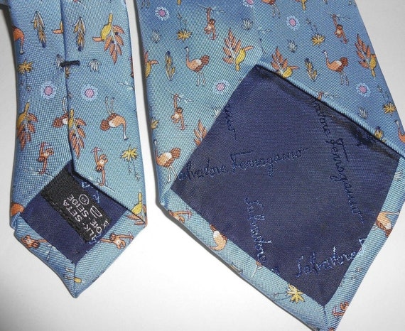 Salvatore Ferragamo Blue Yellow Silk Tie Monkey B… - image 4