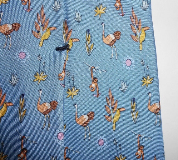 Salvatore Ferragamo Blue Yellow Silk Tie Monkey B… - image 2