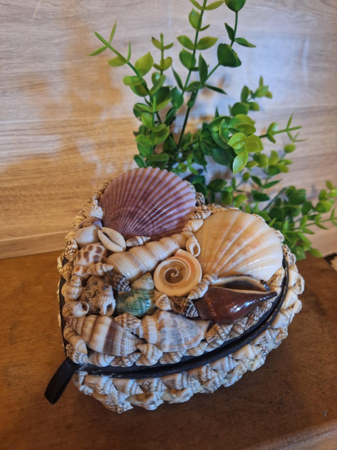 Vintg Heart Shaped Sea Shell Jewelry Box / Trinket Box, Coastal Decor ...