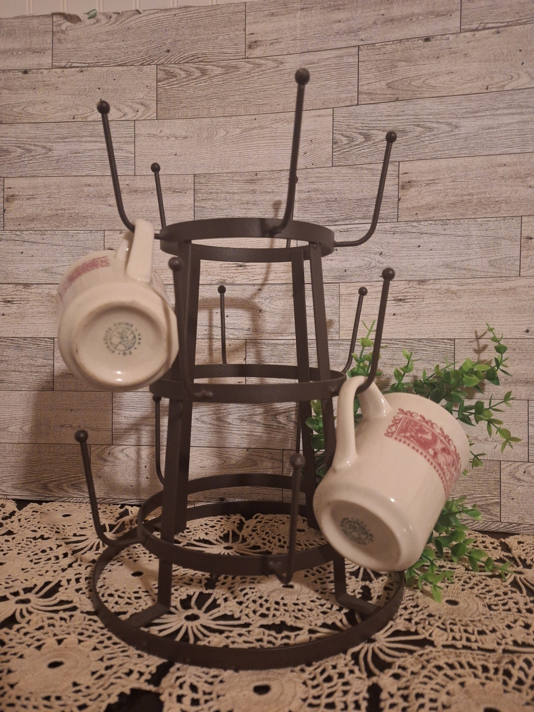 Round Metal Mug Rack, Cup Rack, Drying Rack, Farmhouse, Cottage Core Etsy