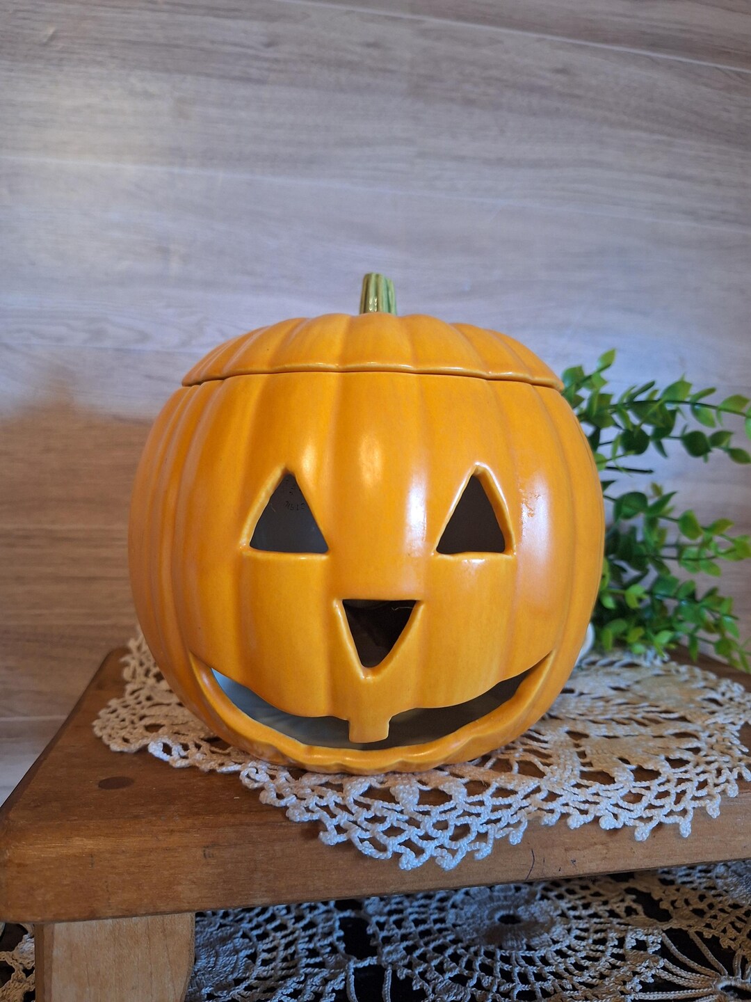Vintg. Ceramic Light up Jack O Lantern, Halloween Decor, Pumpkin Decor ...