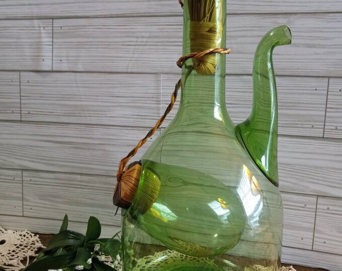 Vintage Green Glass Wine Cooler/decanter Midcentury Modern Etsy
