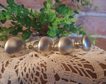 Set of 4 Round Metal Brushed Silver  Knobs, Drawer Pulls, Hardware, Dresser Knobs, Refurbishing ,Furniture Fixtures, Restoration