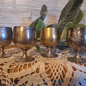 Set of 4 Vntg Silver Plate Egg Cups, Cottage core, Grandma core, Brunch