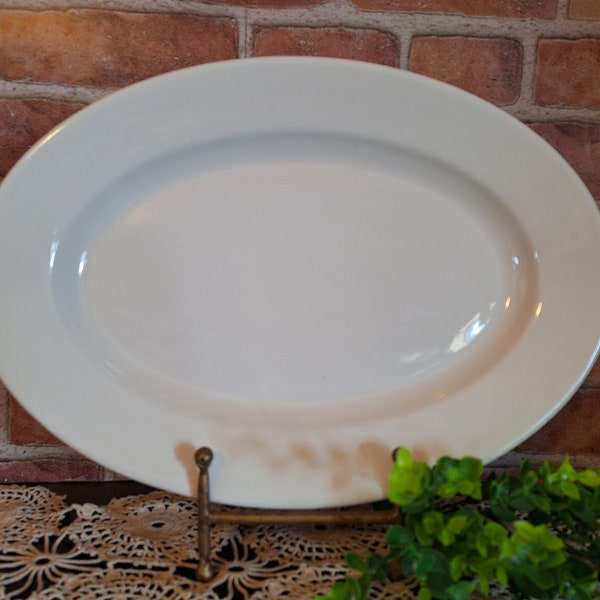 Vntg. Buffalo China Restaurant Ware White Platter, Serving Dish, Table Decor, Neutral Decor, Oval Platter, Farmhouse, Cottage Core