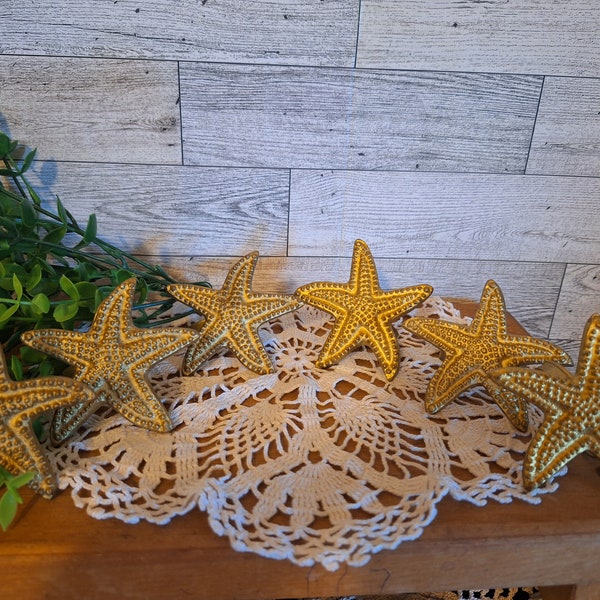 Set of 6 Vntg. Metal Gold Starfish Napkin Rings. Beach house decor, Coastal decor, Cottage core, Summer Decor. Tablescape, Table decor