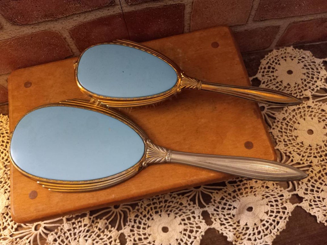 Vintage Hand Mirror and Brush Set, Vintage Vanity Set, Cottage Core
